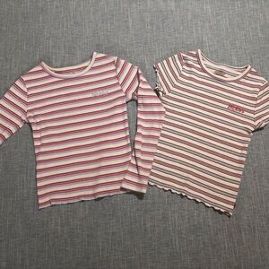 Dickies lot striped long sleeve top and short sleeve tee shirt kids XS